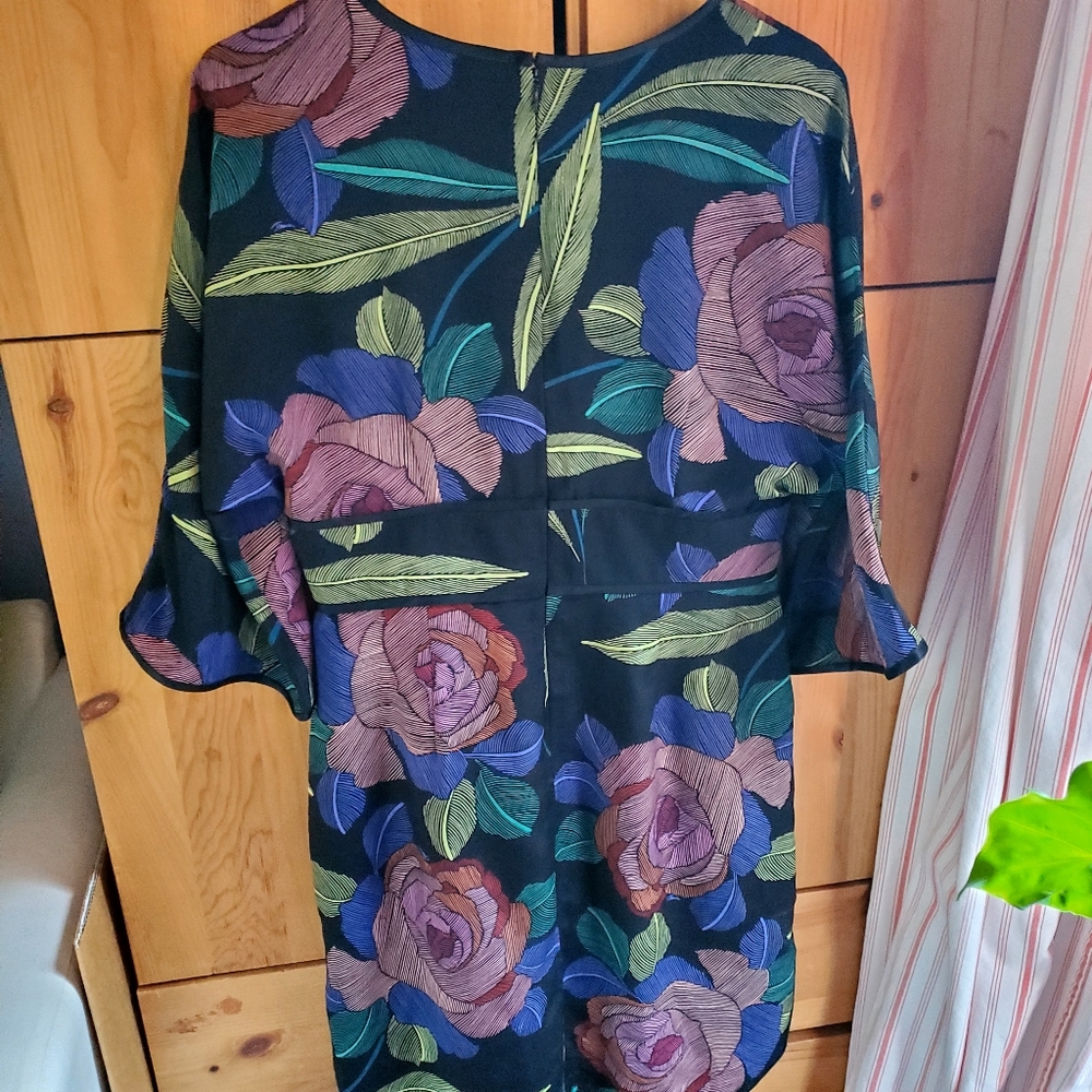 Trina Turk Black Midi Dress with Colorful Floral Design - Picture 5 of 8
